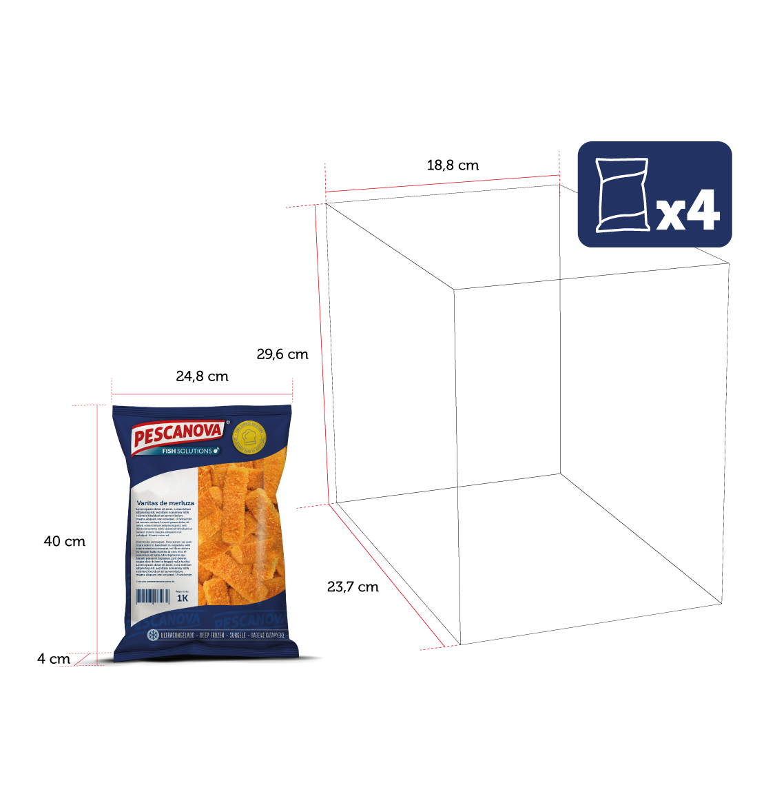 400663 Varitas de merluza empanadas 1Kg 4Kg