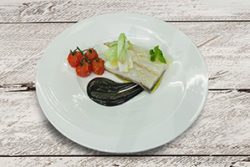 Lomo de bacalao con alioli negro y cherrys asados receta fish solutions