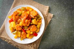 Langostinos pelados con salsa agridulce o picante